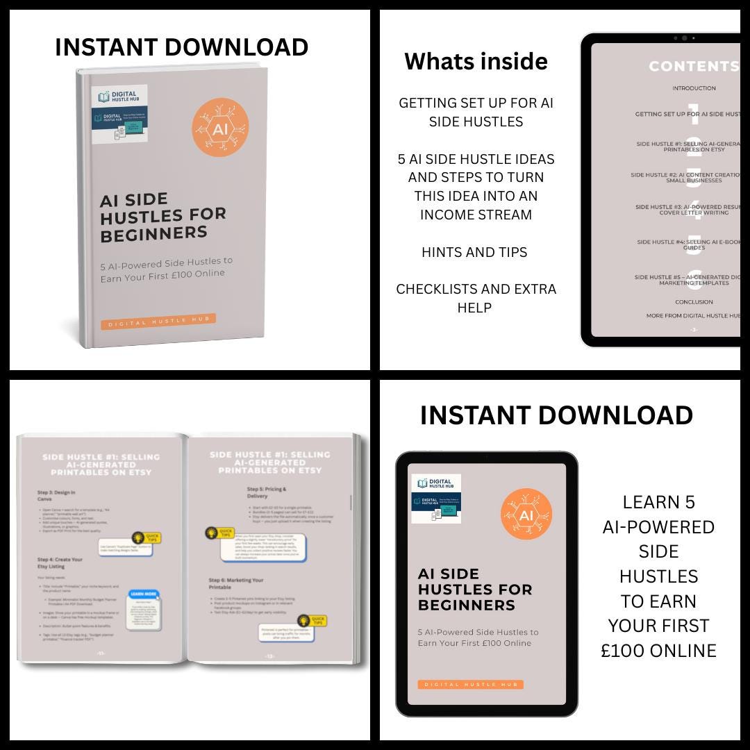 AI Side Hustles Ebook: Earn Money Online for Beginners (PDF) - Etsy