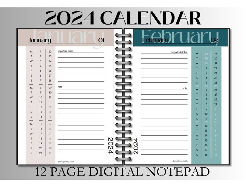 2024 CALENDAR DIGITAL NOTEPAD Etsy
