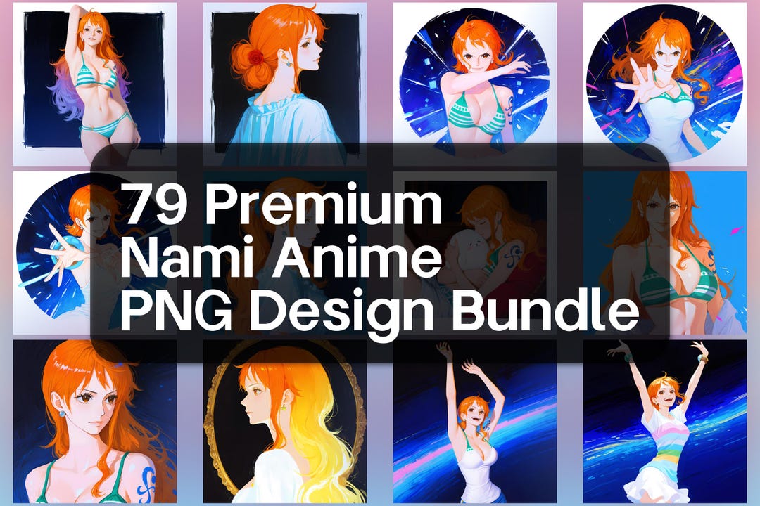 79 Nami Anime PNG Design Bundle, Procreate Clipart (digital Download ...