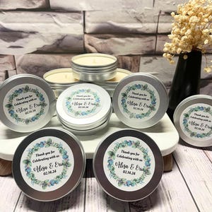 Tin Candles 2oz Soy Wax Candle for Favor | Handmade Wedding Engagement Special Memorial Party Candles with Custom Labels