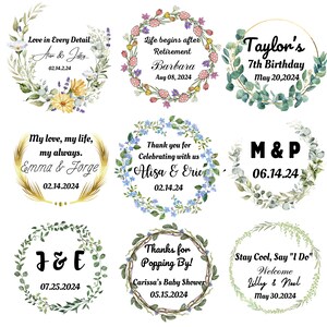Adesivi personalizzati per compleanni / Adesivi personalizzati per il pensionamento / Adesivi commemorativi / Etichette per candele / Adesivi con logo / Adesivi per la Quinceañera
