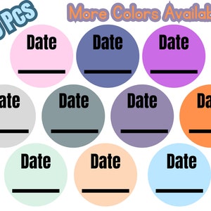 Étiquettes de date personnalisées | 160 étiquettes rondes imperméables | Amovible | Stickers date personnalisés | Gourdes pour enfants | Conservation du lait maternel