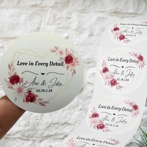 Rotolo di adesivi personalizzati / Etichette personalizzate per matrimoni / feste / fidanzamenti / pensionamenti / baby shower / battesimi / addio al nubilato / bomboniere