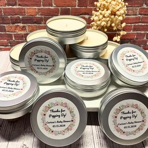 2 oz Bulk Handmade Soy Candle Tins with Custom Labels | Gift Candles for party, wedding, engagement, special memories and daily use