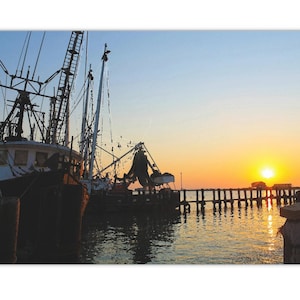 Shrimp Boat Sunset on the Intracoastal Canal, Satin Posters, Coastal Wall Art, Beach House Decor,