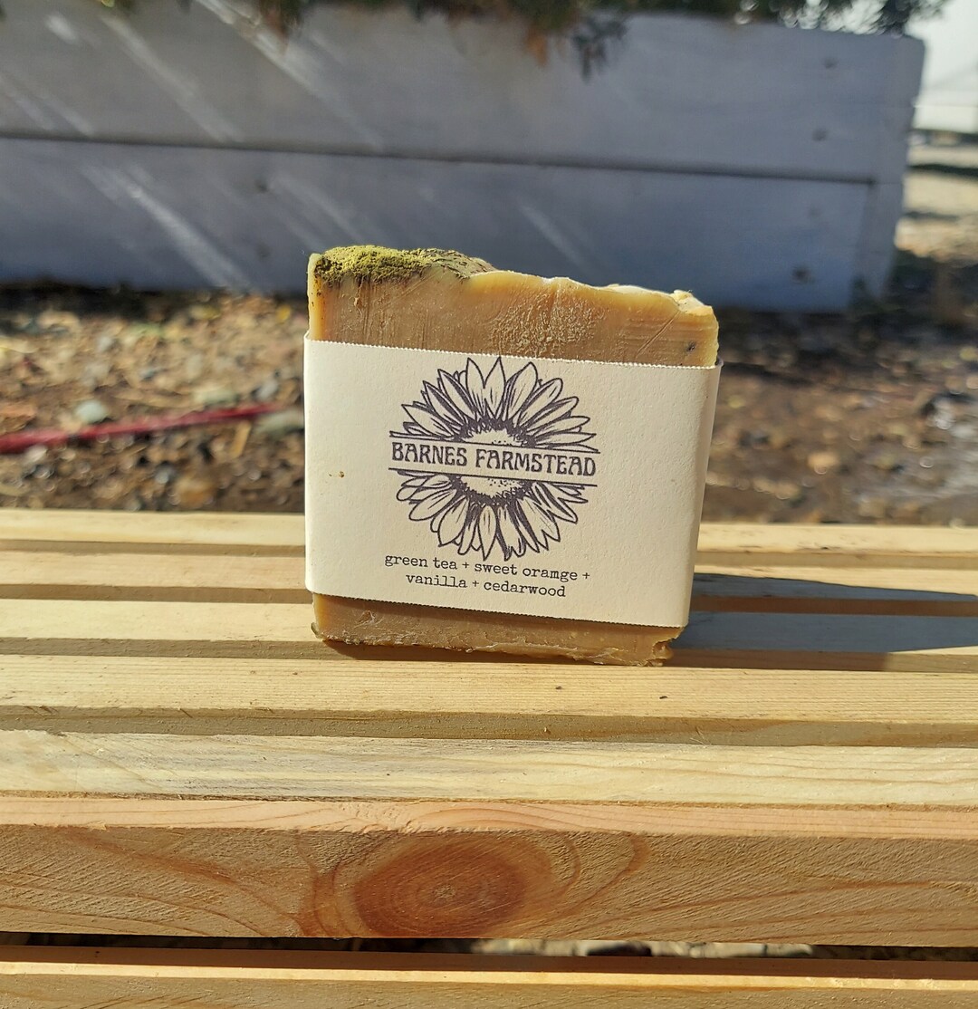 Handmade Body Soap Green Tea Sweet Orange Vanilla Cedarwood Shea Butter
