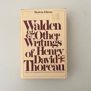 Vintage 1970&#39;s Walden and Other Writings by Henry David Thoreau Modern Library Hardback with Dust Jacket