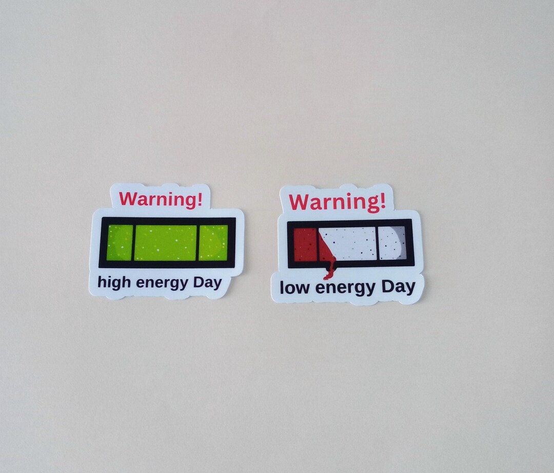 Low Hp Sticker Warning Low and High Energy Day Sticker Set. Stickers. Mental Health ...