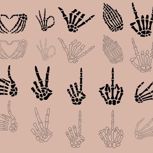 Skeleton Hands SVG, Skull Skeleton Hand, Halloween svg, Rack Hand Svg, Middle Finger svg Cricut Cut Files