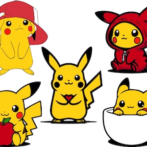 Pokemon Svg Bundle, Cartoon Svg Bundle, Pokemon Clipart, Pokemon Outline Svg, Pokemone Silhouette, Pikachu Svg, Cartoon Silhouette Svg,Png