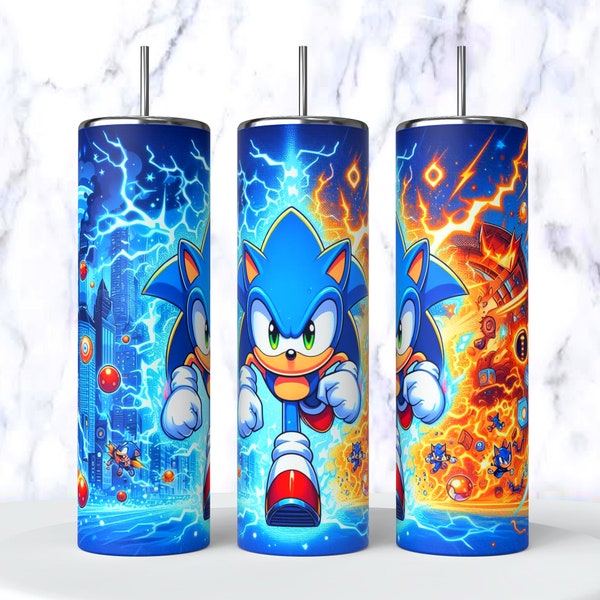 20oz Sonic Tumbler Wrap Design, The Hedgehog tumblers wrap, Cartoon tumblers design, Lightning tumbler Wrap, Digital 300DPI