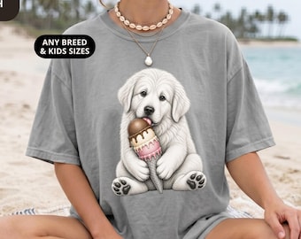Adult Great Pyrenees Ice Cream Unisex Tee Comfort Colors 1717