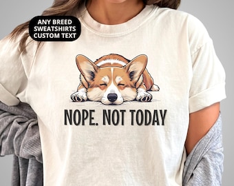 面白いペンブローク・ウェルシュ・コーギーTシャツ「今日はダメ」プレミアムコンフォートカラーTシャツコーギー好きへのギフト怠け者犬Tシャツ犬ママへのかわいいギフト