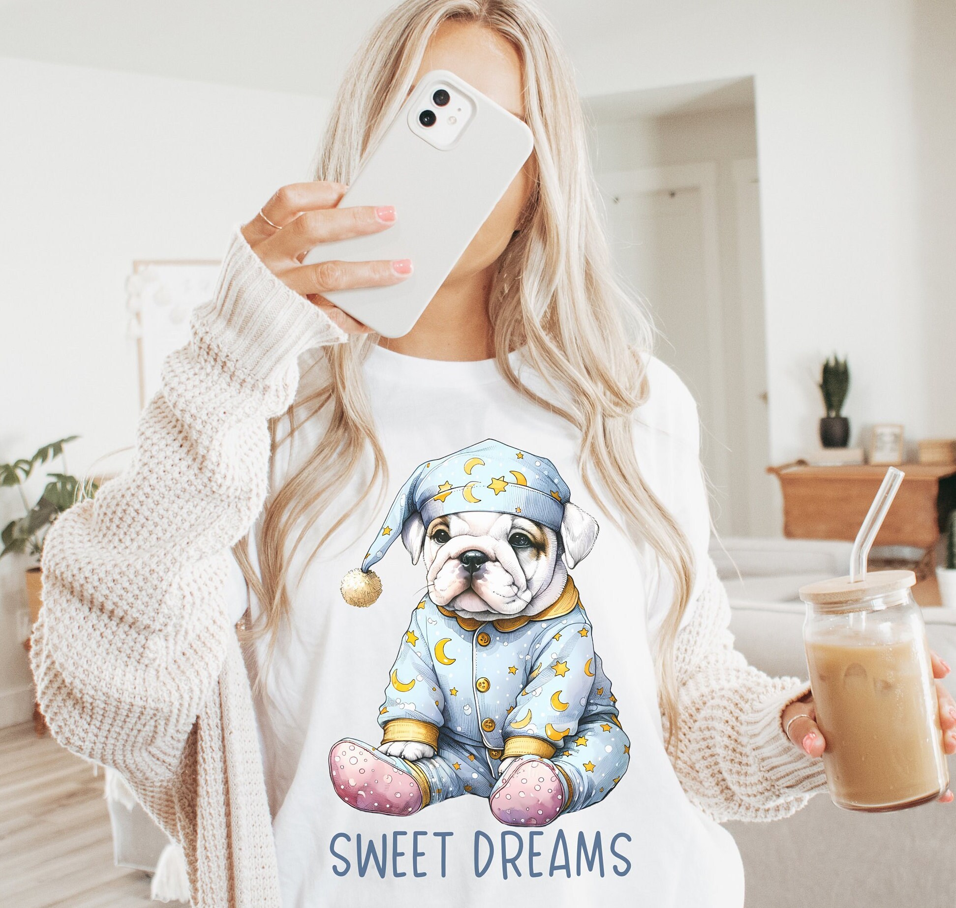 洋楽 Natti's Finest/Bulldog Entertainment English Bulldog Sleepshirt, Sweet Dreams Nightshirt, Gift