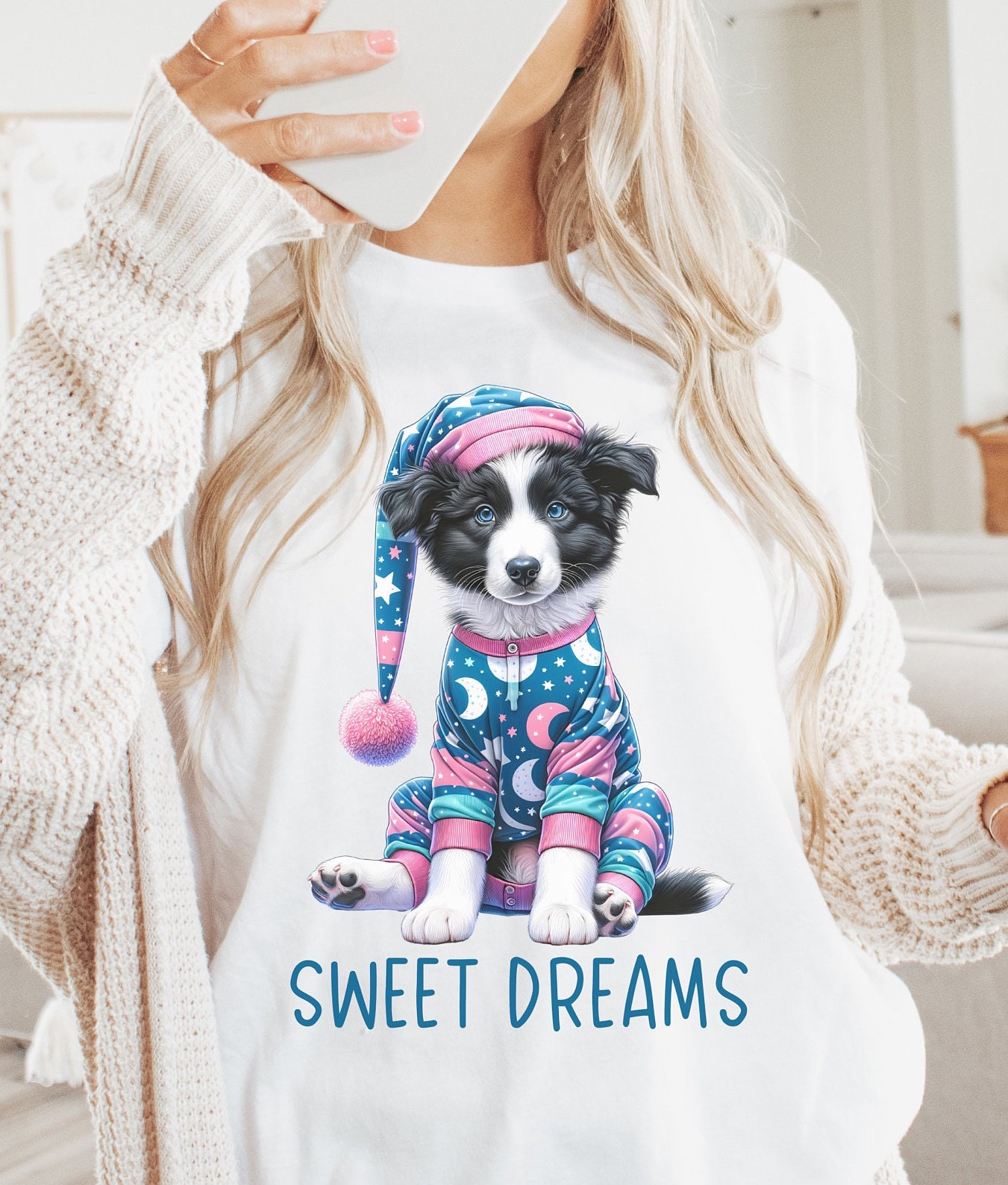 Border Collie Sleepshirt, Sweet Dreams Nightshirt, Gift for