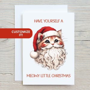 Haben Sie sich ein meowy kleines Weihnachten Süßes Tabby-Katzenweihnachtskarten-Set mit benutzerdefiniertem Text oder Unterschrift für Katzenliebhaber