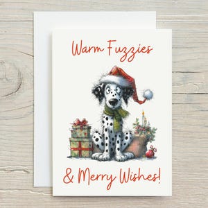 Einzigartiges Weihnachtskarten-Set mit wunderlichem niedlichem Dalmatiner in der Weihnachtsmütze