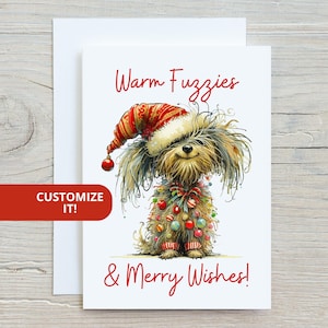 Christmas Dog Greeting Cards Cute Havanese Holiday Card Set Funny Whimsical Xmas Stationery with Custom Text and Personalized Message