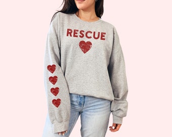 Animal Rescue Sweatshirt with Heart Design, Dog Rescue Shirt, Sweater for Cat Rescuer, Pet Adoption Gift, Benefits Street Rescue