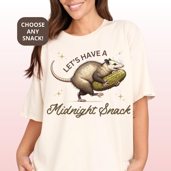 Pickle Shirt Possum Sleep Tee Personalized Pajama or Any Custom Snack Funny Opossum Gift for Animal Lover Midnight Snack Nightgown