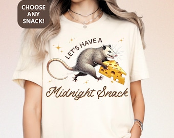 Possum Pajama Top Personalized Shirt with Swiss Cheese or Any Custom Snack Opossum Sleep Tee for Animal Lover Midnight Snack Nightgown