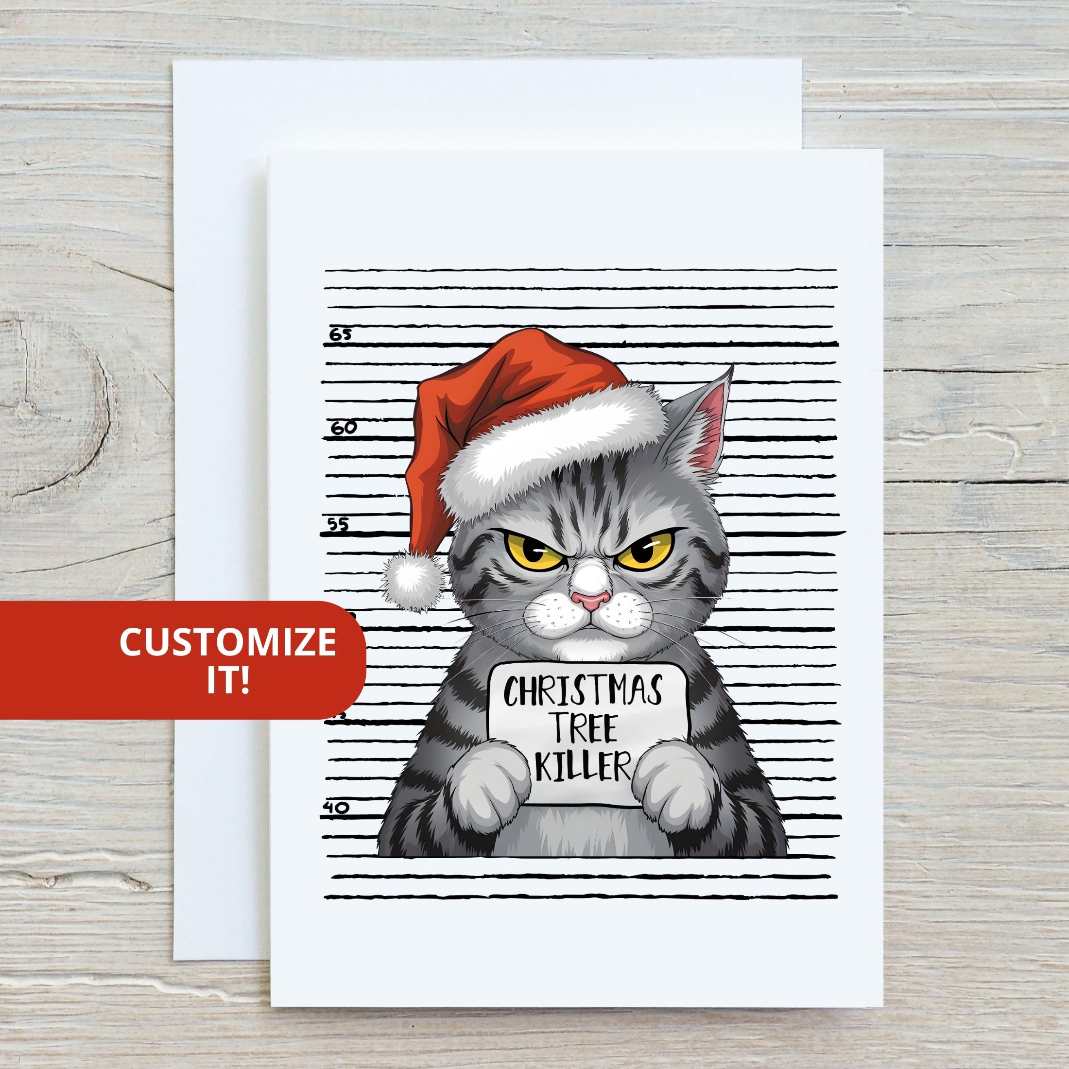 Funny Grumpy Cat Holiday Card Set, Whimsical Christmas Stationery With ...