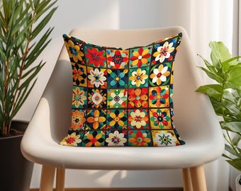 Afrikanischer Blumen Boho Kissenbezug: Handgemachter Kissenbezug