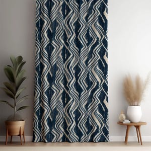 Tribal Ikat Geometrische Indigo Blau Muster Vorhang Panel für Wohnzimmer, Schlafzimmer, Boho ethnischen Fenster Vorhänge, rustikale Wohnkultur