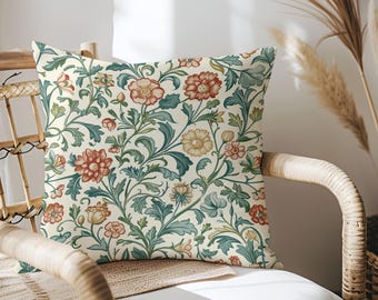William Morris Floral Pillow Cover, Vintage Botanical Cushion