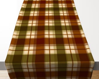 Fall Plaid Table Runner, Rustic Farmhouse Checkered Table Decor