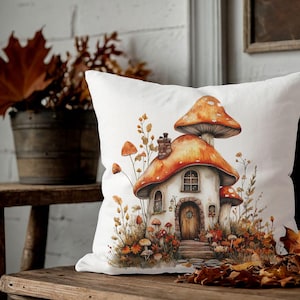 Pompoen cottagecore herfstkussensloop met rustieke boerderij herfstdecorontwerp voor gezellige huisstijl, pompoenkussensloop, herfstkussens