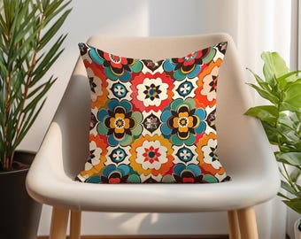 Funda de cojín boho con estampado floral africano, decoración étnica para el hogar