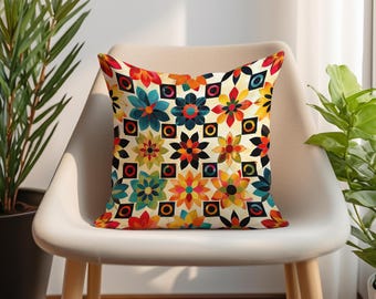 Floral Boho Kissenbezug, ethnischen bunten Blumen-Design