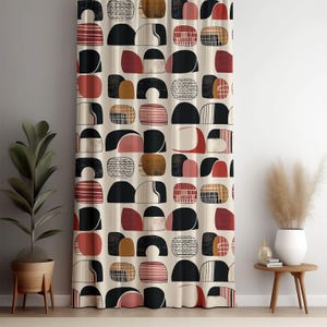 Geometric Abstract Pattern Curtain, Abstract Window Drapes, Modern Window Drapes, Living Room Decor, Home Decor, Decorative Curtain Drapes