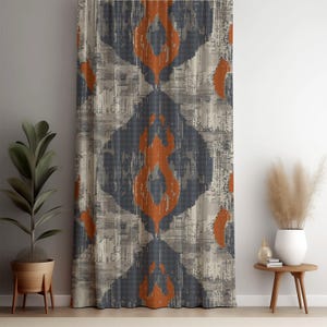 Ikat Pattern Boho Curtain, Modern Textured Drapes for Living Room & Bedroom, Ikat Curtain, Boho Drapes, Textured Curtain, Modern Drapes