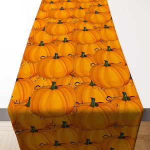 Pumpkin Table Runner, Thanksgiving Table Linen, Orange Fall Table Decor, Halloween Table Linen, Fun Autumn Farmhouse Runner, Fall Home Decor