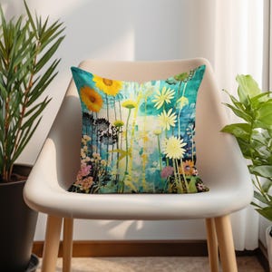 Tropischer Kissenbezug, Buntes Tropisches Blumen Kissen, Lebendiges Sommer Dekor, Helles Botanisches Akzent Kissen, Boho Wohnzimmer Stil