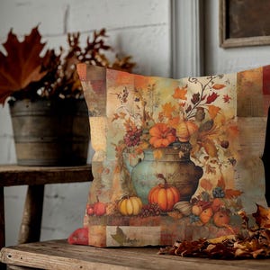 Vintage kussensloop pompoen pompoen, rustiek oogstkussen, decor herfstkussen, decor kussen boerderij Thanksgiving, kussenhoes herfst, decoratie herfst