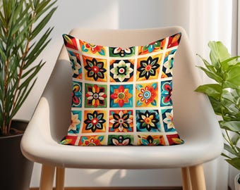 Afrikanischer Blumen Boho Kissenbezug: Handgemachter Kissenbezug