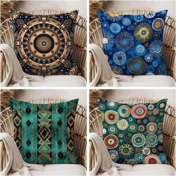Ethnic Geometric Throw Pillow, Ethnic Abstract Pattern Pillow