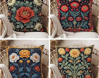 Sierkussen in William Morris-stijl, kussen met accent bloemenpatroon