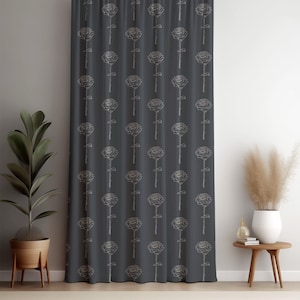 Vintage Floral Curtain, Boho Floral Curtain, Floral Protea Curtain, Boho Botanical Drapes, Vintage Window Panel, Elegant Drapes, Home Decor