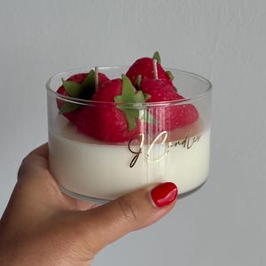 Strawberry Dessert Candle | Handmade Soy Wax Candle | Hyper-Realistic Strawberry Design |  Summer Gift | Fruit | Vegan Candle