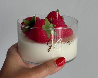 Strawberry Dessert Candle: Handmade Soy Wax, Realistic Fruit Design, Mothers Day Gift
