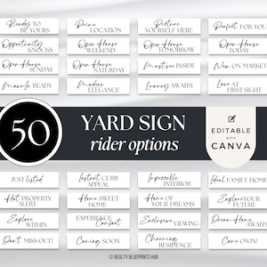50 Real Estate Rider Options,For Sale Yard Sign Rider,Real Estate Marketing,Custom Sale Sign,Realtor Sign,Sign Rider,Realtor Branding,RBH1