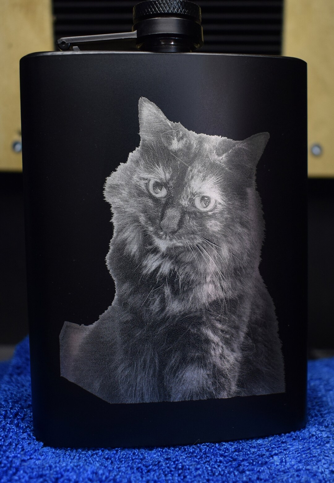 Custom Laser Engraved Black Metal Flask Etsy