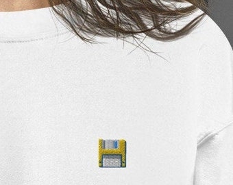 RETRO _ FLOPPY _ DISC || Bestickter Unisex Sweatshirt Pullover