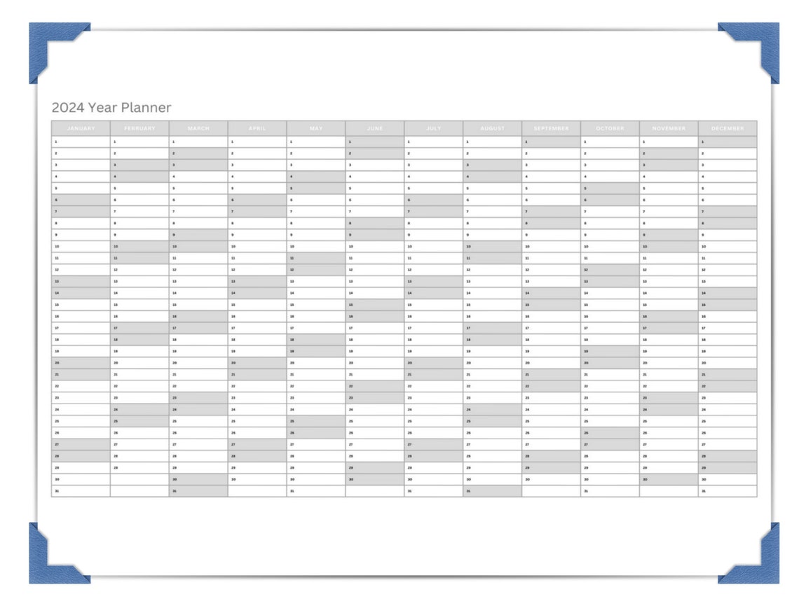 PRINTABLE 2024 Wall Calendar, Digital PDF Instant Download, 2024 Wall ...
