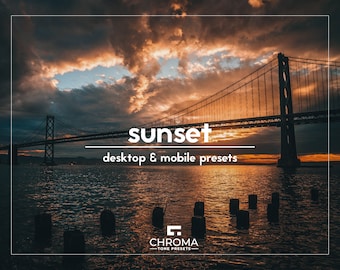 10 Sunset Lightroom Presets | Desktop And Mobile | Summer Presets | Travel Presets | Beach Presets