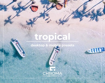 10 Tropical Lightroom Presets | Desktop & Mobile | Vibrant Colors | Beach and Travel Presets